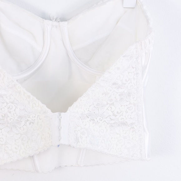 Reworked Victorian Style Ivory Satin Corset Top W/  Ruffles on Bust - S/M - Picture 14 of 15